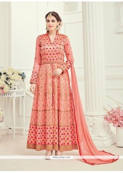 Peach Art Silk Anarkali Suit