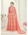 Peach Art Silk Anarkali Suit