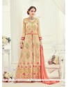 Art Silk Beige Resham Work Anarkali Suit