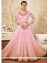 Zari Work Pink Net Desinger Anarkali Suit