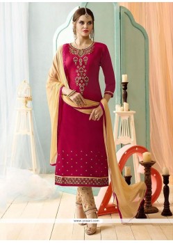 Cotton Hot Pink Straight Suit