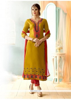 Cotton Mustard Straight Suit