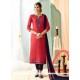 Embroidered Cotton Straight Suit In Pink