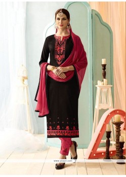 Embroidered Work Black Straight Suit