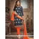 Navy Blue Cotton Churidar Designer Suit