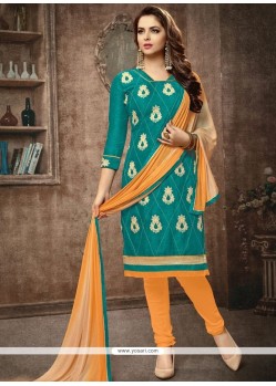 Cotton Sea Green Churidar Designer Suit