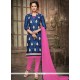 Cotton Navy Blue Churidar Designer Suit