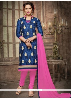 Cotton Navy Blue Churidar Designer Suit