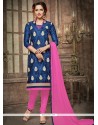 Cotton Navy Blue Churidar Designer Suit