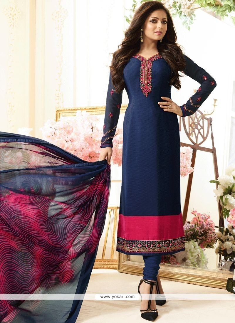 Buy Drashti Dhami Navy Blue Churidar Designer Suit | Churidar Salwar Suits