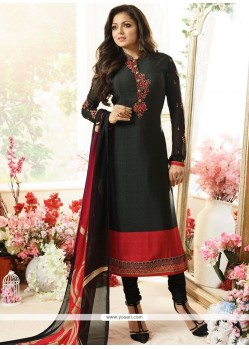 Drashti Dhami Faux Crepe Embroidered Work Churidar Designer Suit