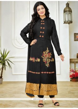 Ayesha Takia Black Embroidered Work Churidar Suit