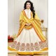 Ayesha Takia White And Yellow Embroidered Work Anarkali Suit