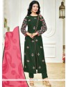 Ayesha Takia Green Embroidered Work Churidar Designer Suit