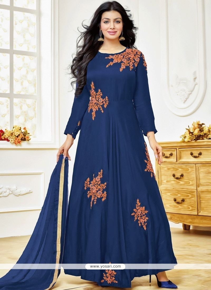 Buy Ayesha Takia Navy Blue Lace Work Anarkali Suit | Churidar Salwar Suits
