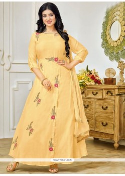 Ayesha Takia Beige Cotton Anarkali Suit