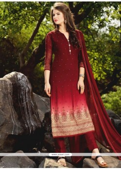 Maroon Churidar Designer Suit