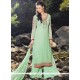 Resham Work Faux Georgette Sea Green Designer Palazzo Suit