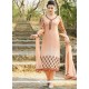 Peach Embroidered Work Churidar Designer Suit