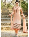 Peach Embroidered Work Churidar Designer Suit