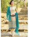 Faux Georgette Embroidered Work Churidar Designer Suit