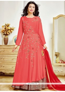 Ayesha Takia Red And Rose Pink Cotton Long Choli Lehenga