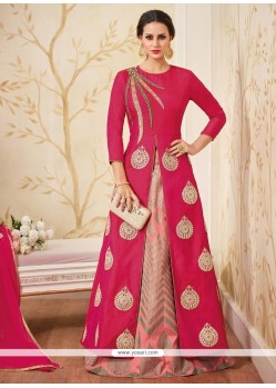 Hot Pink Art Silk Long Choli Lehenga