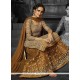 Brown Net Long Choli Lehenga