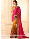 Chiffon Satin Patch Border Work Half N Half Saree