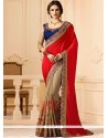 Satin Silk Embroidered Work Designer Half N Half Saree