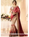 Patch Border Work Beige And Pink Half N Half Designer Saree