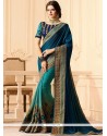 Patch Border Work Satin Silk Half N Half Saree