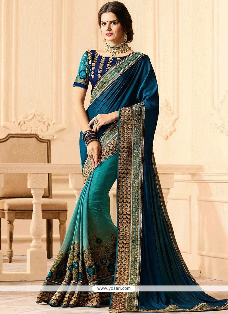 Rani And Blue Stunning Banarasi Silk Half Saree For Women