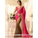 Brown And Hot Pink Designer Half N Half Saree