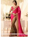 Brown And Hot Pink Designer Half N Half Saree