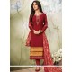 Maroon Faux Crepe Churidar Designer Suit