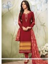 Maroon Faux Crepe Churidar Designer Suit