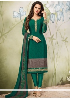 Faux Georgette Green Churidar Designer Suit