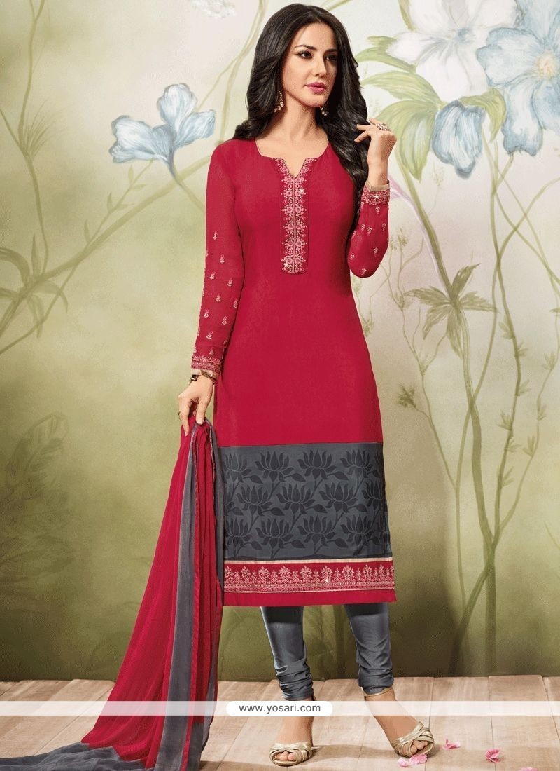 Buy Rani Embroidered Work Churidar Designer Suit | Churidar Salwar ...