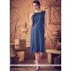 Blue Plain Work Denim Party Wear Kurti