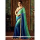 Blue And Sea Green Shaded Saree