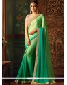 Green Embroidered Work Art Silk Shaded Saree