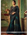 Black Embroidered Work Faux Georgette Classic Saree