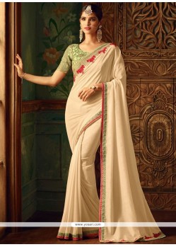 Cream Faux Georgette Classic Designer Saree