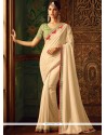 Cream Faux Georgette Classic Designer Saree