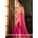 Faux Georgette Hot Pink And Orange Patch Border Work Shaded Saree