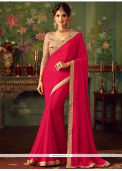 Faux Georgette Rani Classic Designer Saree