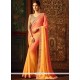 Orange And Yellow Patch Border Work Faux Georgette Shaded Saree