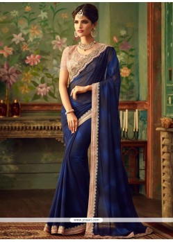 Faux Georgette Blue Designer Saree