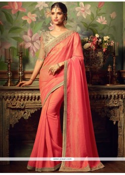 Satin Pink Classic Saree